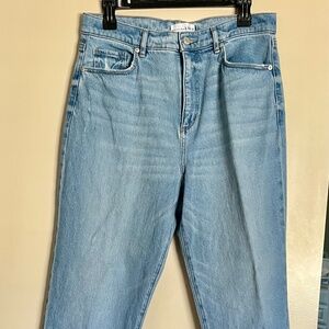 LOFT “The Straight” Ankle Cropped Jeans, Light Wash Blue, HIgh Rise with Raw Hem